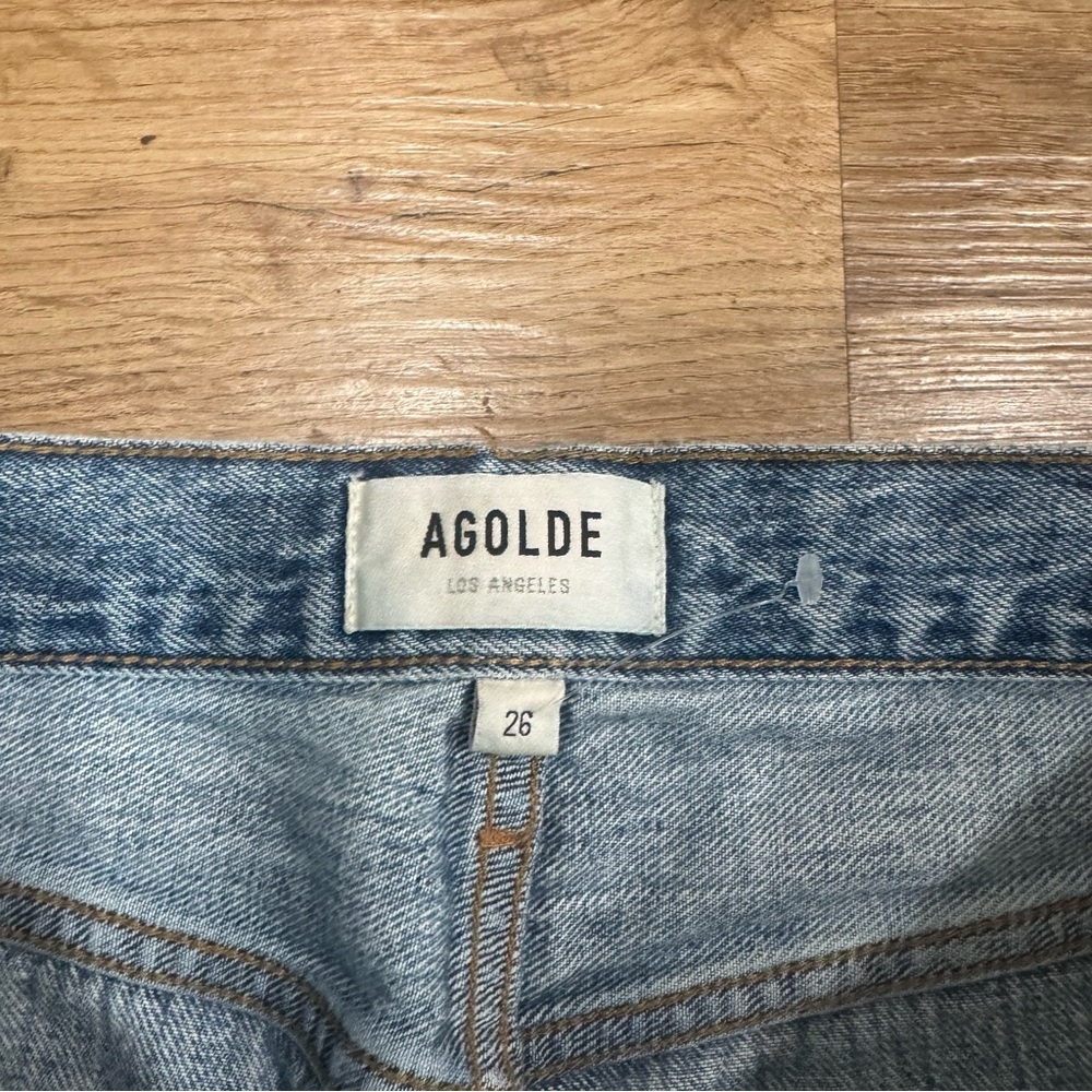 Agolde Riley High Rise Straight Crop Distressed Vintage Wash Escalate Size 26 - Picture 6 of 8